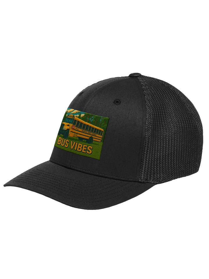 BUS VIBES Trucker Hat — Yellow School Bus Flexfit product image (6)