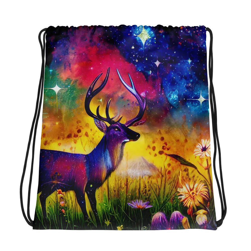 Cosmic Deer All-Over Drawstring Bag product image (1)