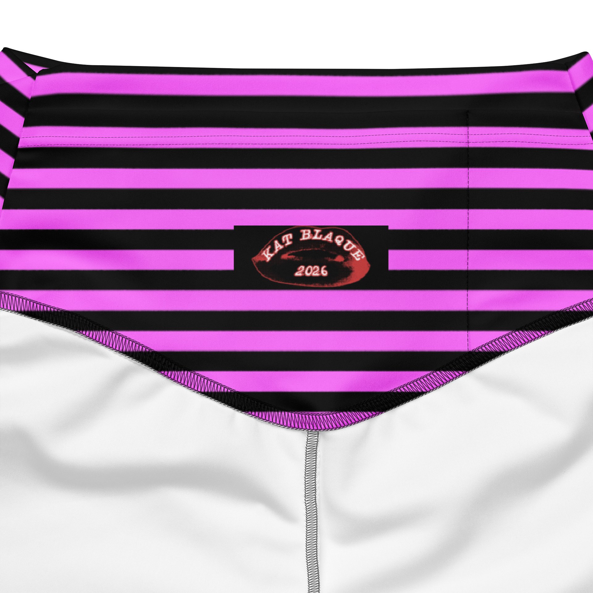 Pink and Blaque Stripped Kat Skull Flares product image (6)