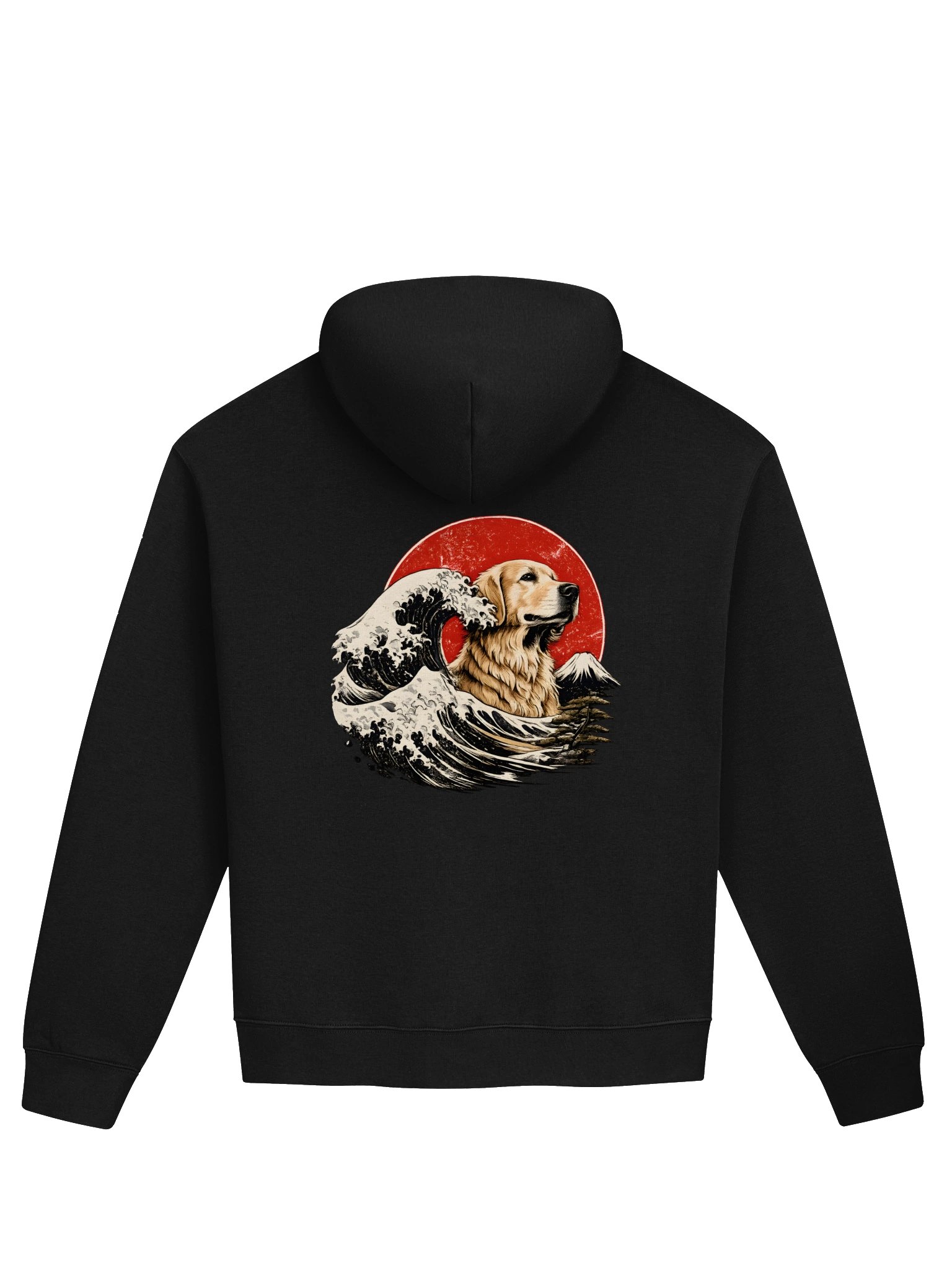 Golden Retriever Wave Hoodie — Japanese Kanji Design product image (1)