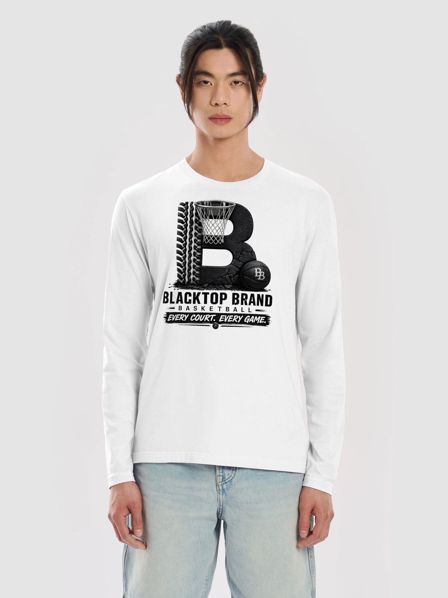 Blacktop Brand Basketball Logo Long Sleeve T-Shirt product image (5)
