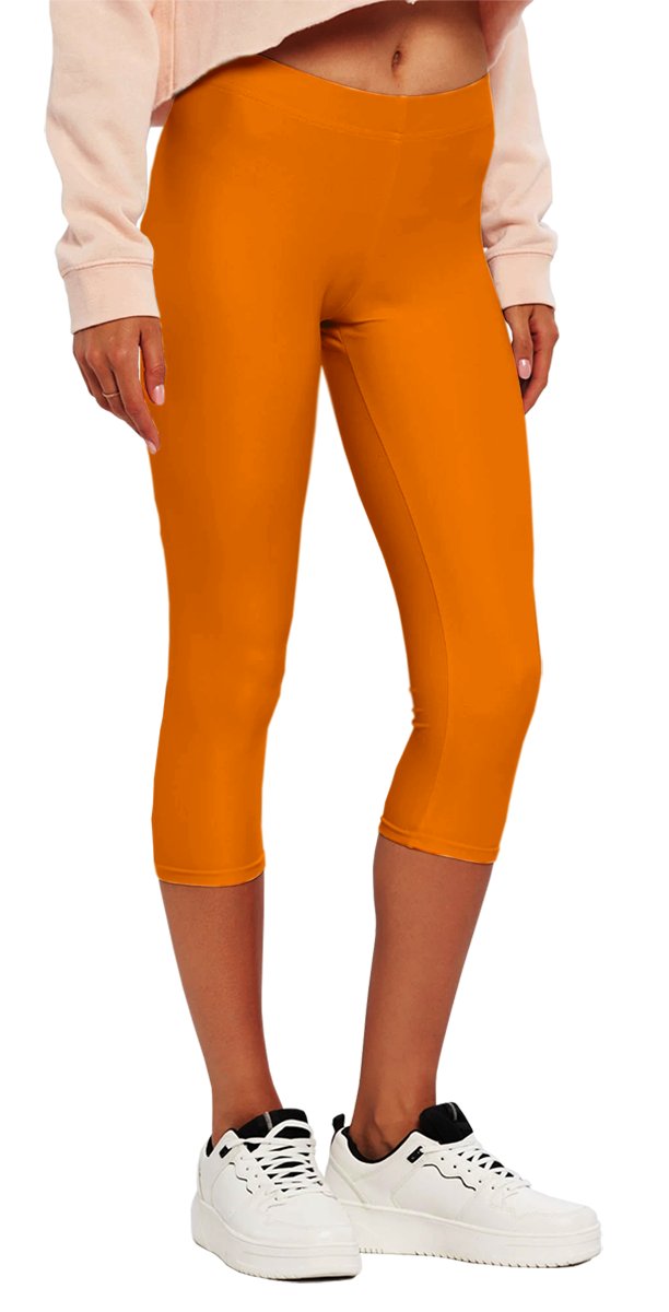 Plain Color Orange Capri Leggings product image (2)