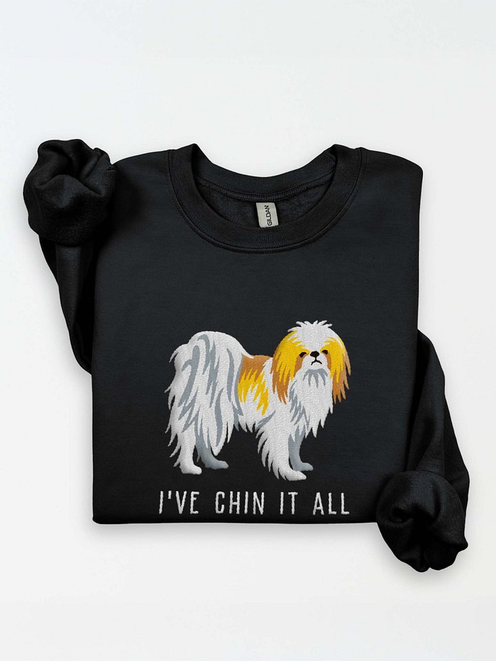 I've Chin It All Sweatshirt (Embroidered) of a Japanese Chin(Lemon & White) product image (2)