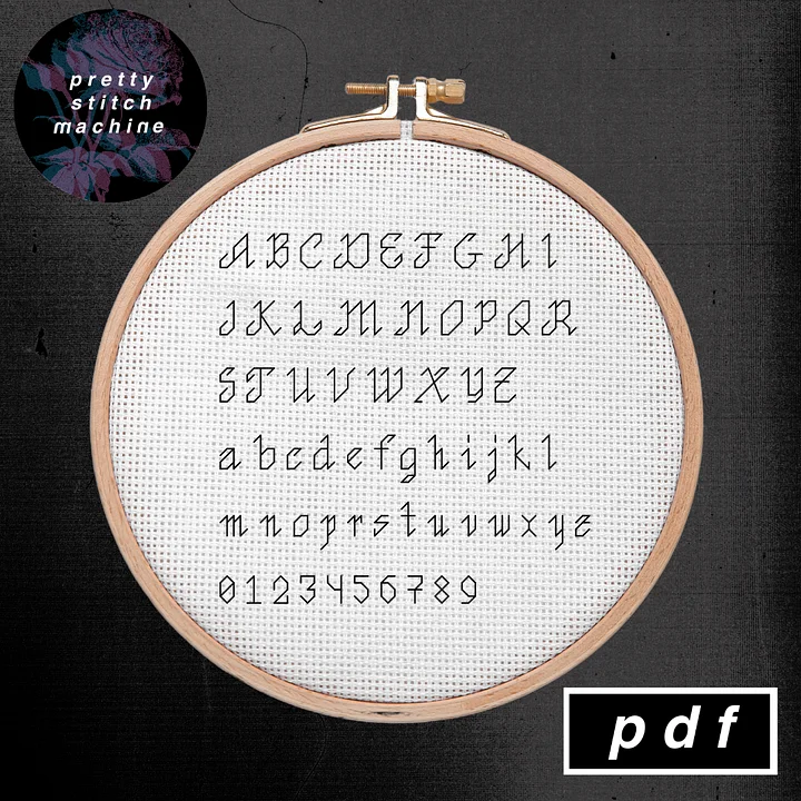Mourning Back Stitch Alphabet / Font product image (1)
