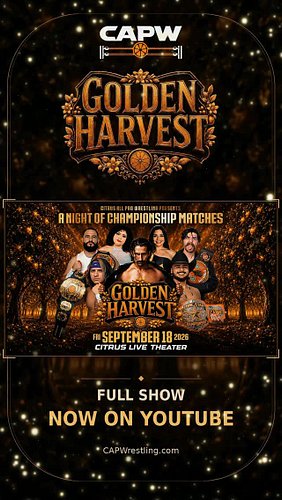 Your Saturday night just got Golden. 🍊🔥

Golden Harvest is NOW ON YOUTUBE! Watch the full Citrus All-Pro Wrestling show from ...