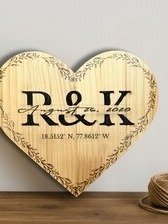 Personalized Wooden Heart Wall Art – Custom Engraved Wedding Gift, Anniversary Sign, Engagement Keepsake product image (8)