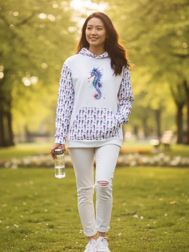 Vibrant Watercolour Seahorse Dreams Hoodie product image (1)
