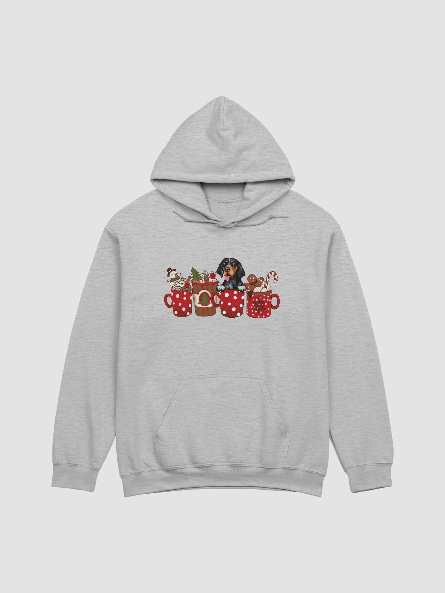 Cute Bluetick Coonhound in a Christmas Cup Hooded Sweatshirt | Funny Christmas Pup in a Cup product image (24)
