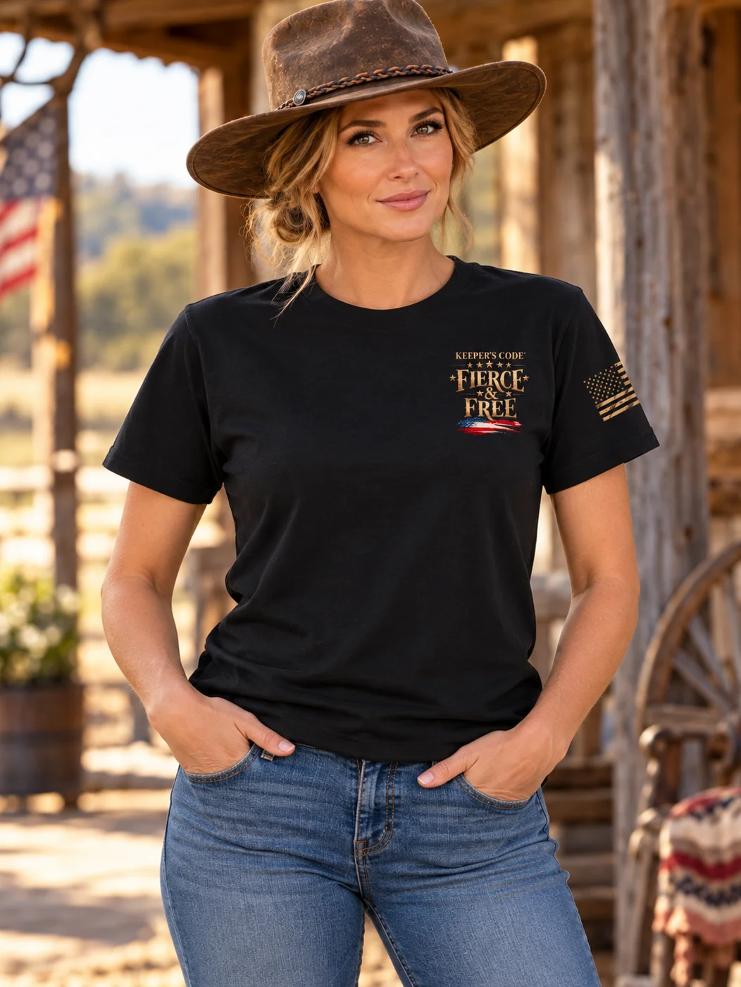 Women’s Fierce & Free Wild Mustang Western Graphic T-Shirt product image (2)