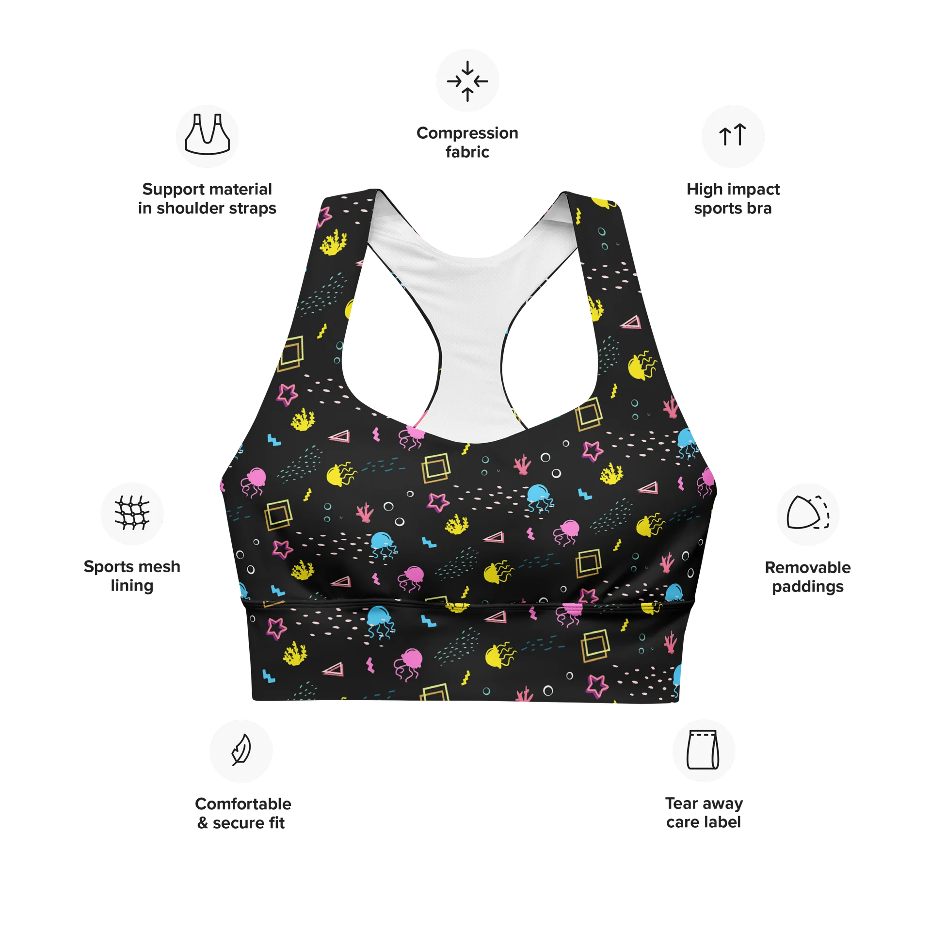 Shifty Seas dark pattern sports bra product image (7)
