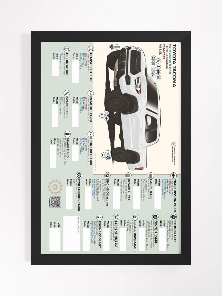 3RD GEN MAINTENANCE TRACKER V1.2 - White (FRAMED) product image (2)