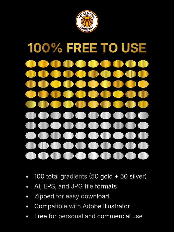 100 Luxury Metallic Gradients Pack 50 Gold & 50 Silver Free Download product image (2)