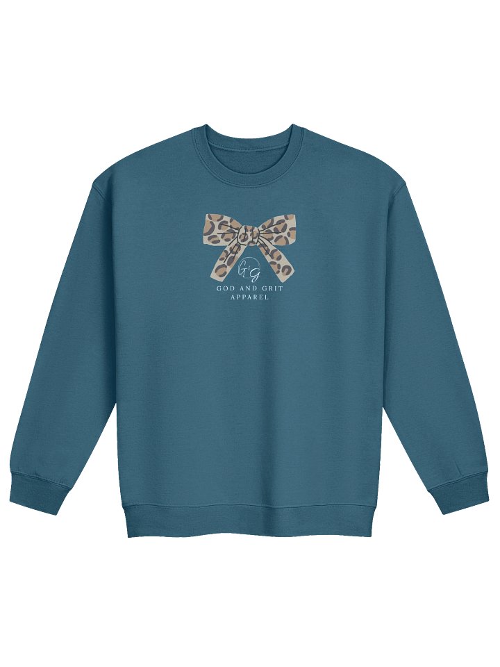 God and Grit Bow Sweatshirt – Cozy Faith-Based Women’s Crewneck product image (1)