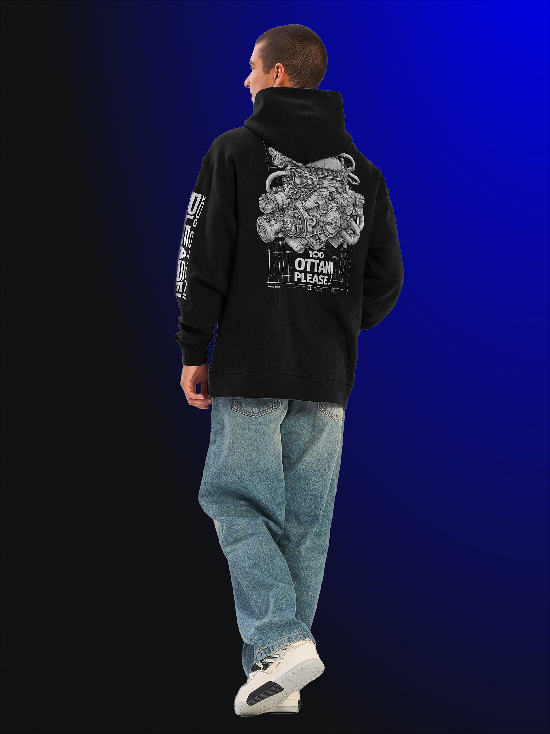 100 Ottani Please!™ Premium Oversized Racing Streetwear Hoodie | Nightshift Edition product image (2)