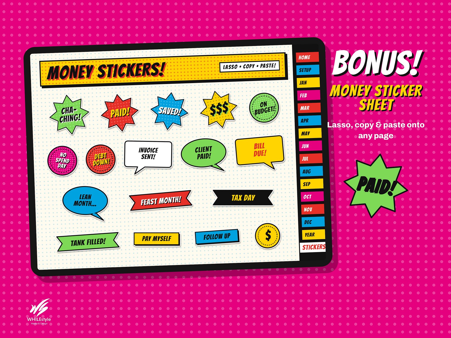 Freelancer Budget Planner for Irregular Income | Self-Employed Digital Budget + Google Sheets Spreadsheet | GoodNotes Pop Art product image (8)