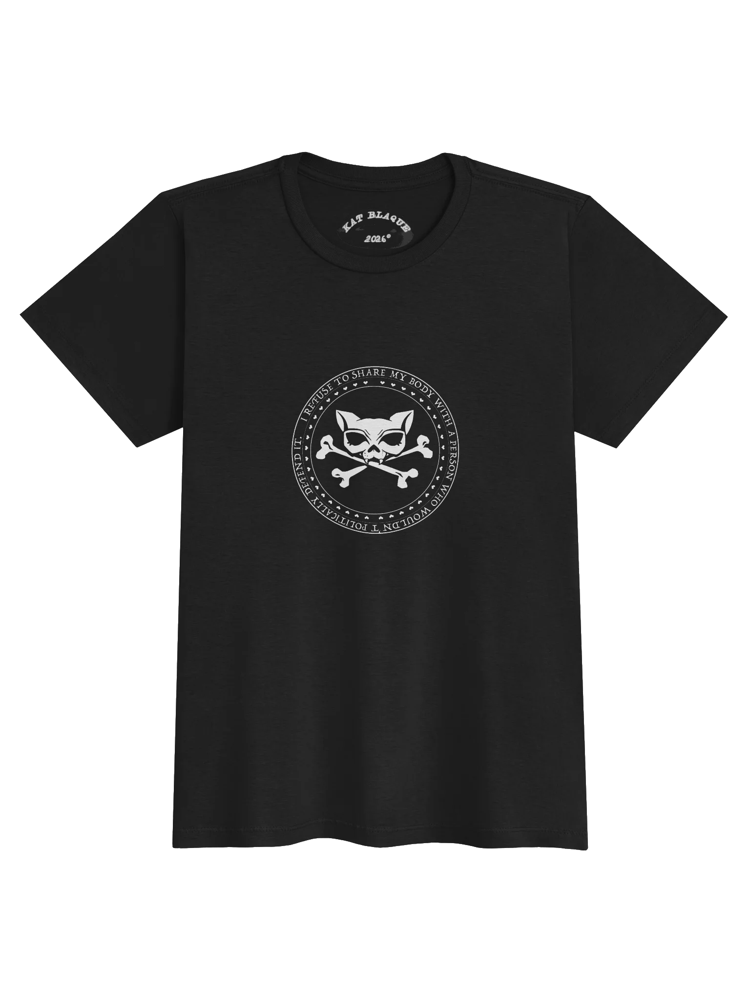 I Refuse White Ink Kat Skull Tee product image (1)