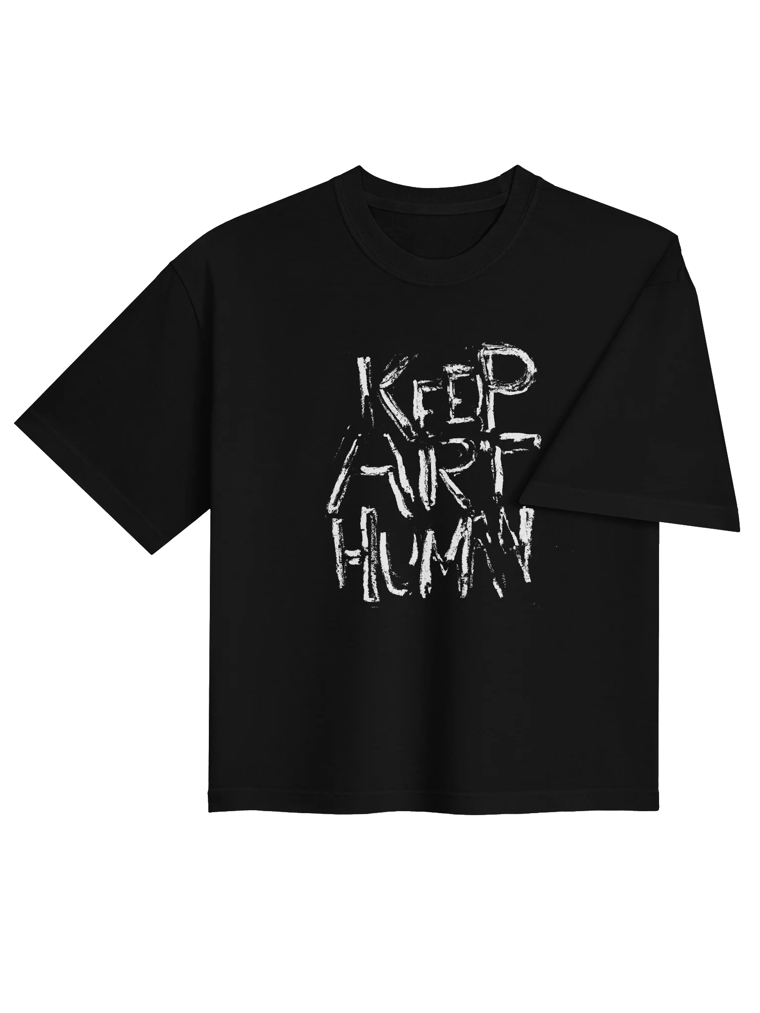 Keep Art Human – Original Hand-Drawn Black Boxy Tee product image (4)