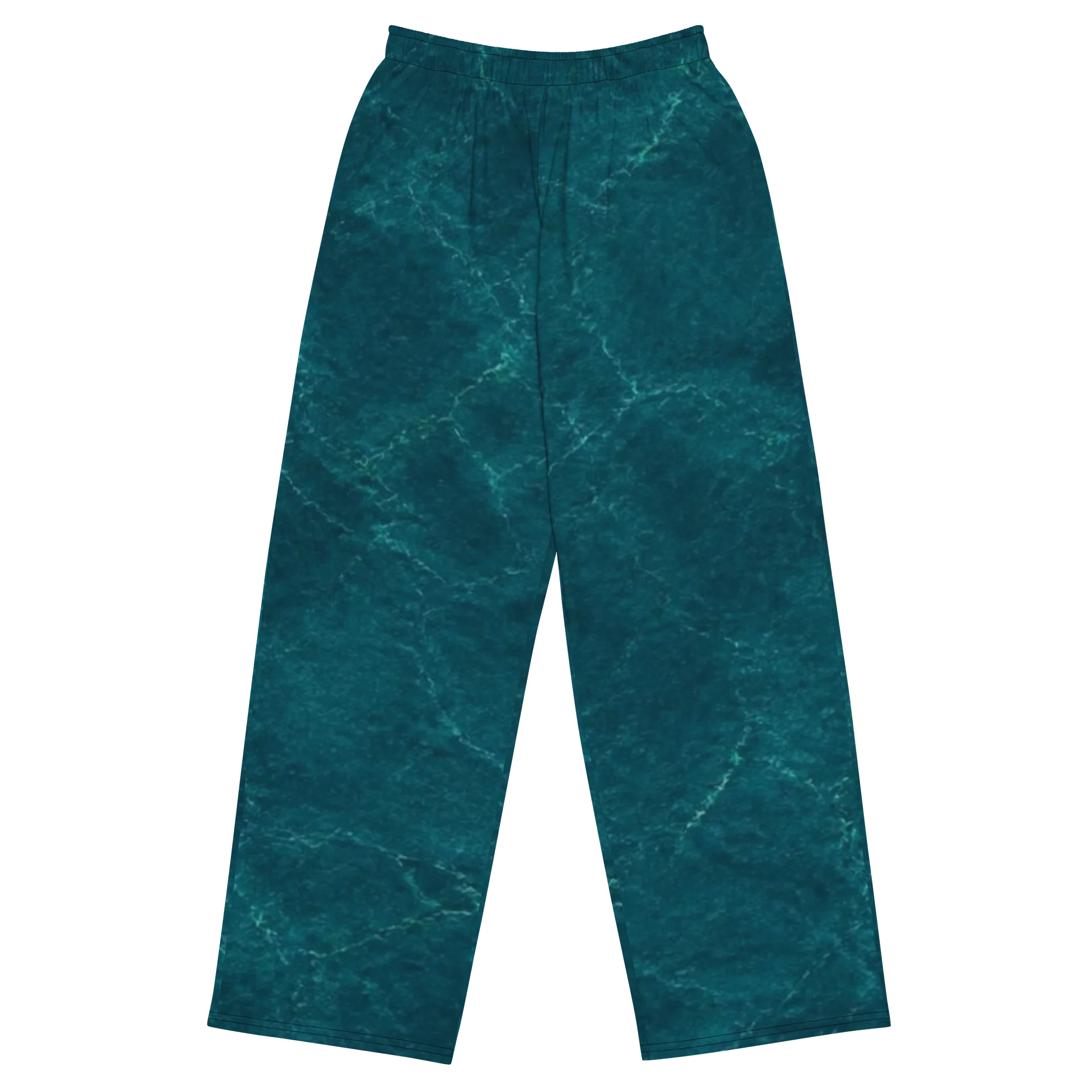 "A701" Teal Ripple Wide-Leg Pants product image (1)