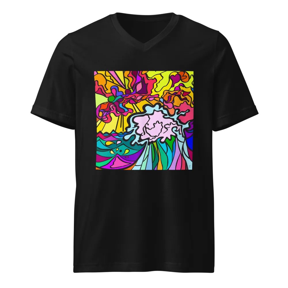 Vibrant Swirls V-Neck Tee - Wave at Sunset product image (1)