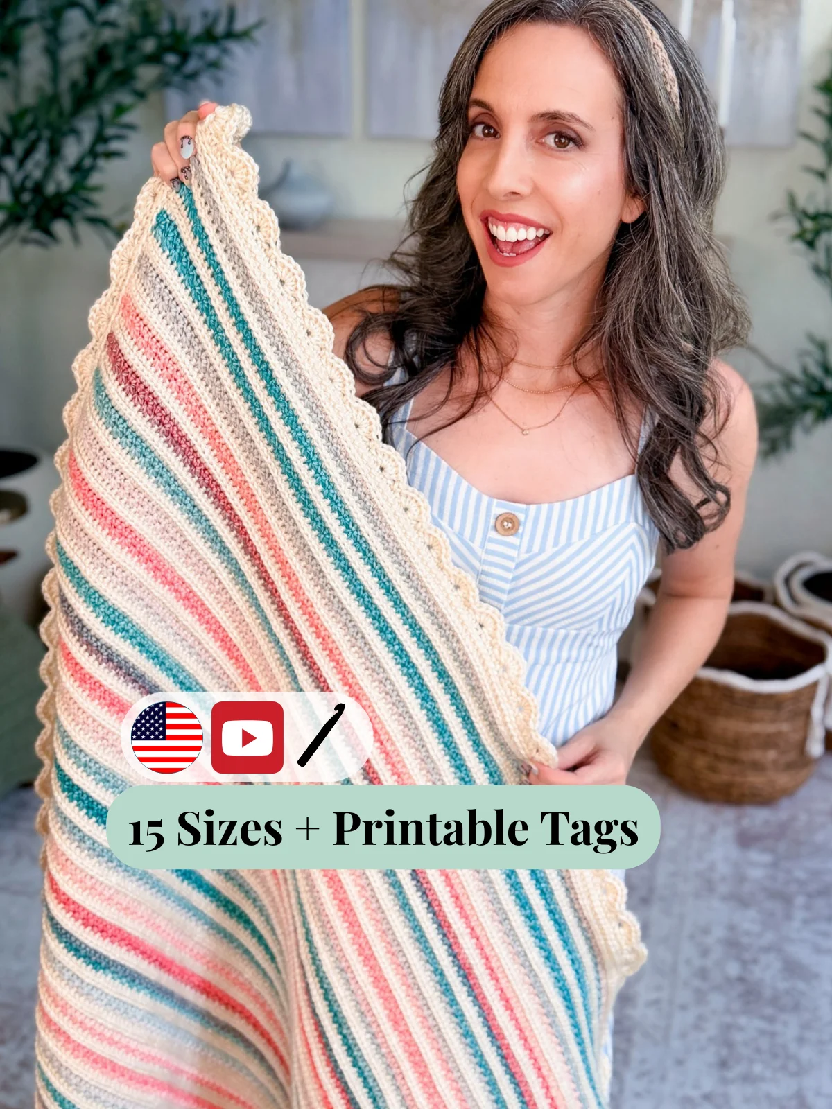 Striped Crochet Petal Loop Blanket product image (1)