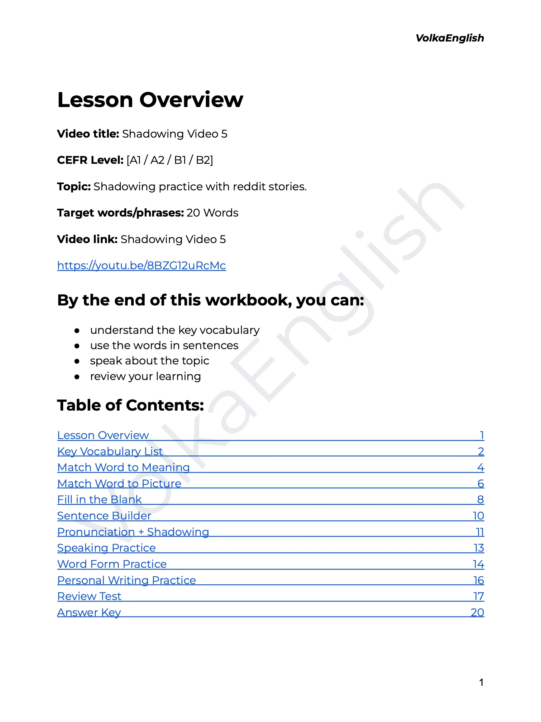 How to Start Thinking in English | A1-B2 Beginner Practice - Shadowing Video 5 Study Pack product image (2)
