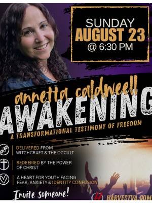 So excited to be a speaker at Harvest Church in Chesapeake Va!  I will be sharing about my testimony and deliverance! There will also be worship! Come check it out! #Freedom #Deliverance #peace ftfministries.org