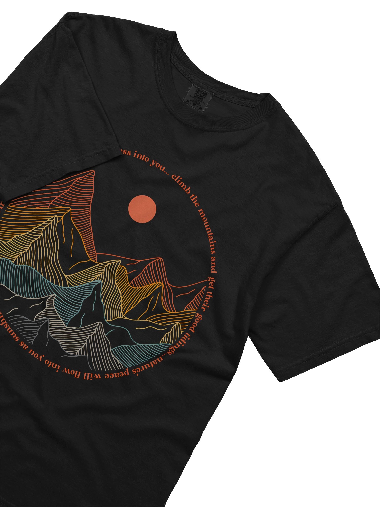 Climb The Mountains John Muir Quote T-Shirt – Retro Circular Mountain Line Art Tee product image (3)