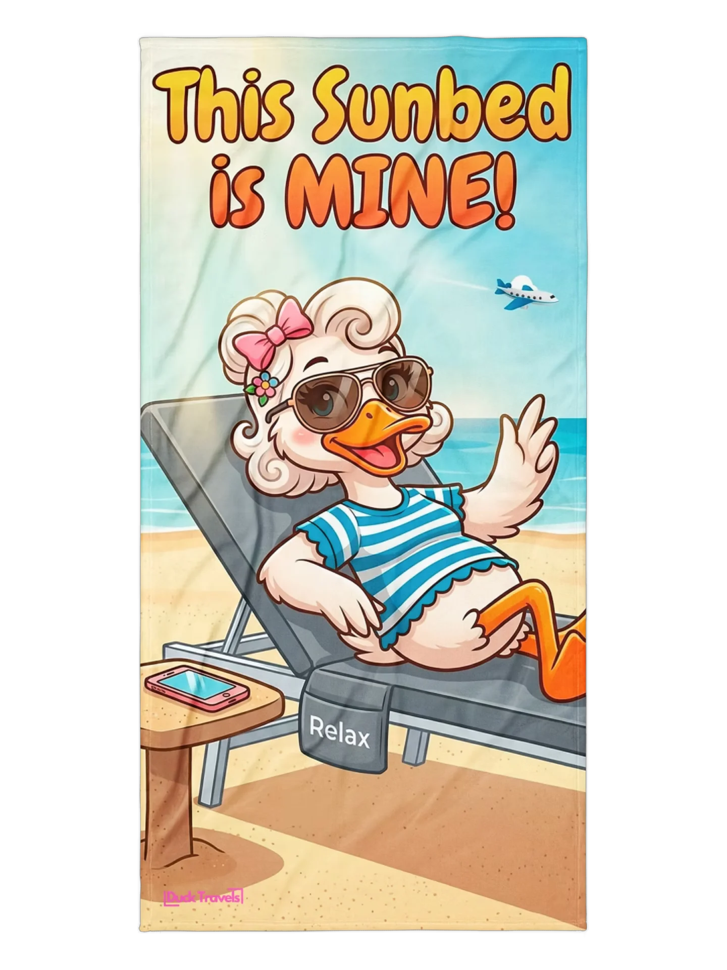 "This Sunbed is MINE!" Travellerina Duck Beach Towel product image (1)