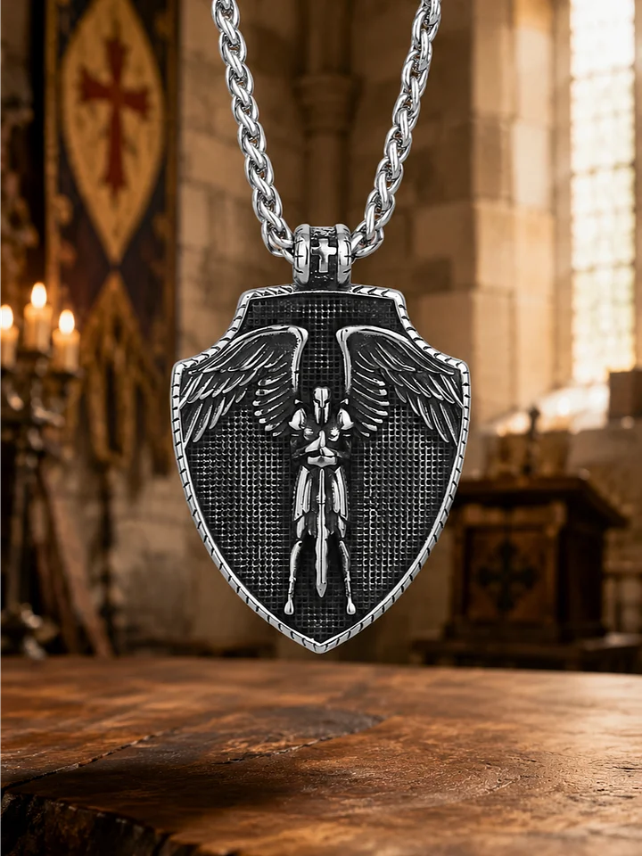 The Armored Kingdom Archangel Protector Shield Necklace-Detailed-Durable product image (1)