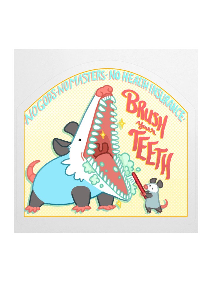 Brush your teeth possum sticker product image (1)