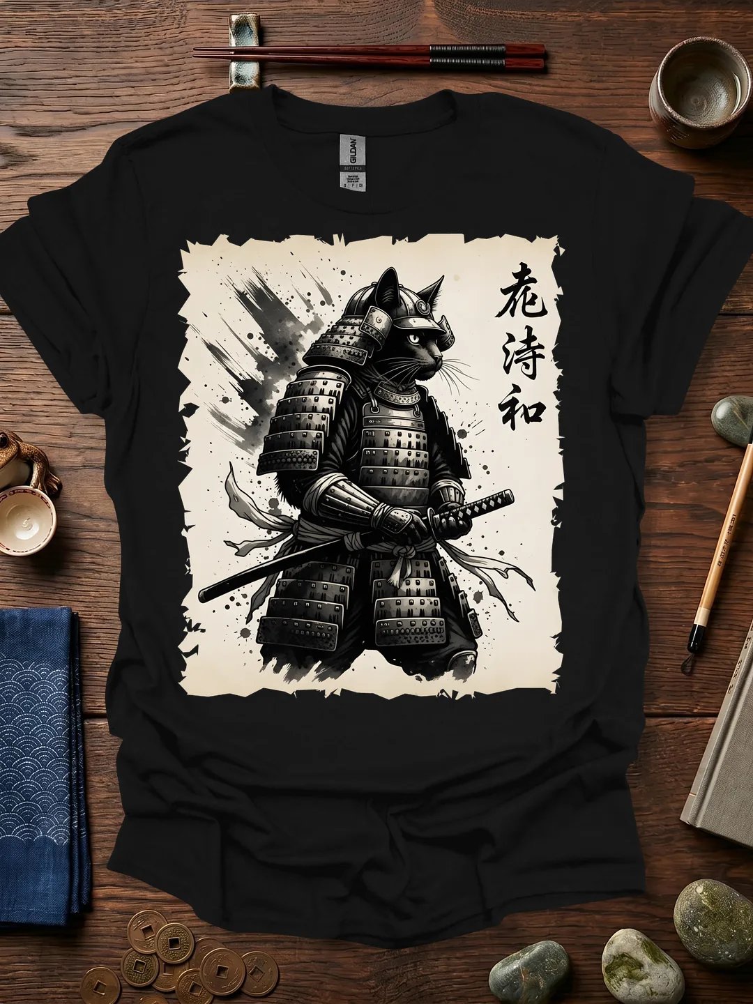 Fierce Samurai Cat T-Shirt product image (11)