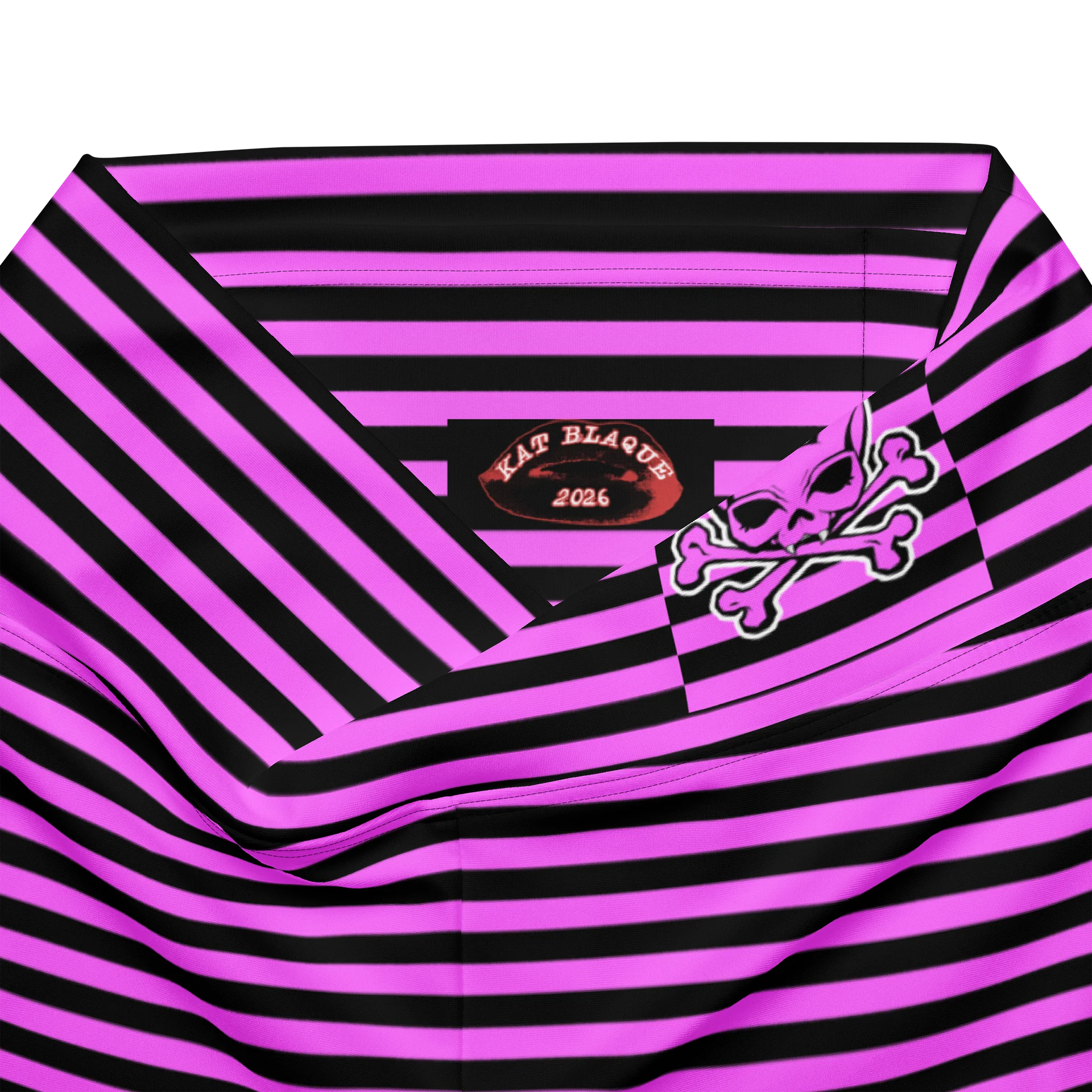 Pink and Blaque Stripped Kat Skull Flares product image (7)