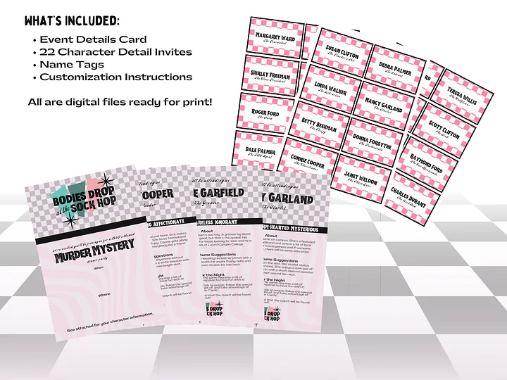 Bodies Drop at the Sock Hop - A 1950s Sock Hop Murder Mystery - Invitations Add-On product image (2)