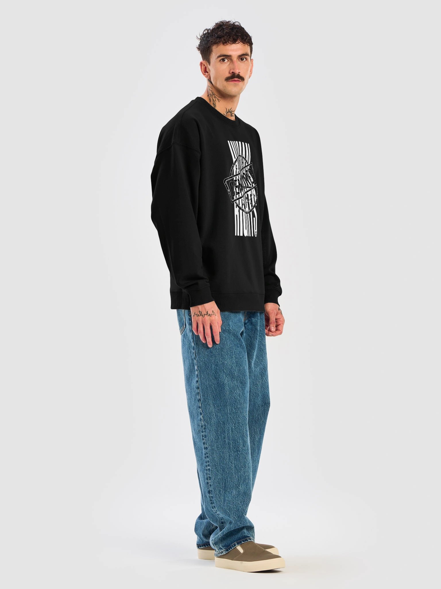 EQALL® Essentials Censored Human Rights Oversized Unisex Organic Sweatshirt_Black / White product image (12)