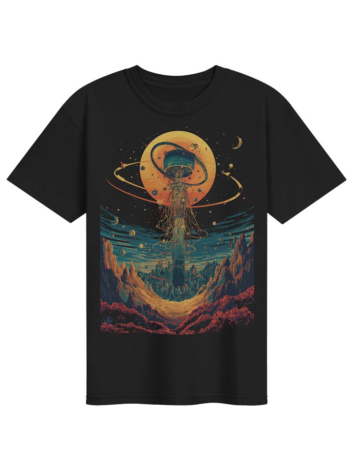 Cosmic Tower Retro-Futurist Heavyweight T-Shirt product image (1)