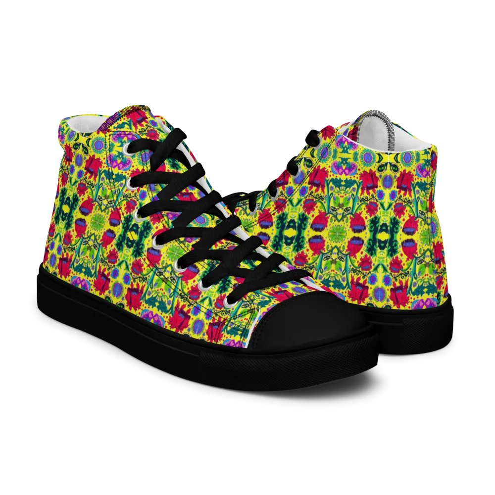 Abstract Poppy Flowers Ladies High Top Canvas Shoes product image (11)