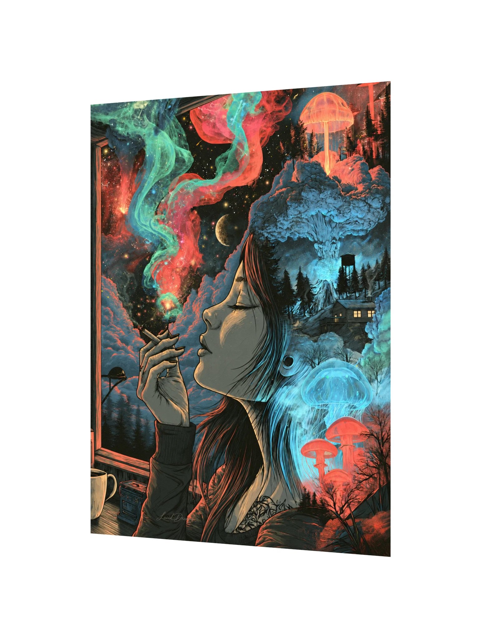 Surreal Smoking Woman Art Print — Surreal Smoking Portrait product image (2)
