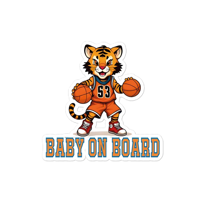 Funny Tiger Basketball Baby on Board Sticker - 5x5 Weatherproof Vinyl Car Decal - Premium Tiger Basketball Star Gift product image (1)