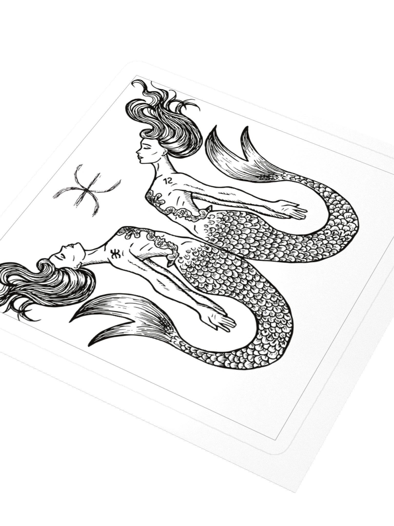 Pisces Zodiac Sticker — Symmetrical Twin Figure Design product image (3)