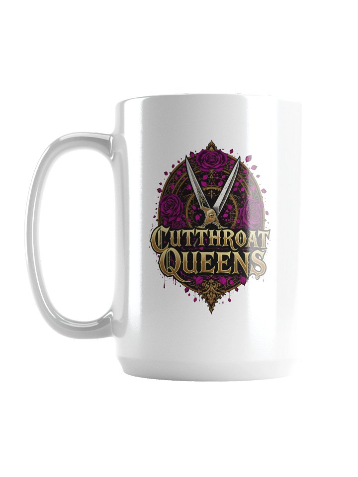 “Cutthroat Queens” Mug 💄⚔️ | Gothic Rose Design | Black Glossy Coffee Cup 15oz product image (1)