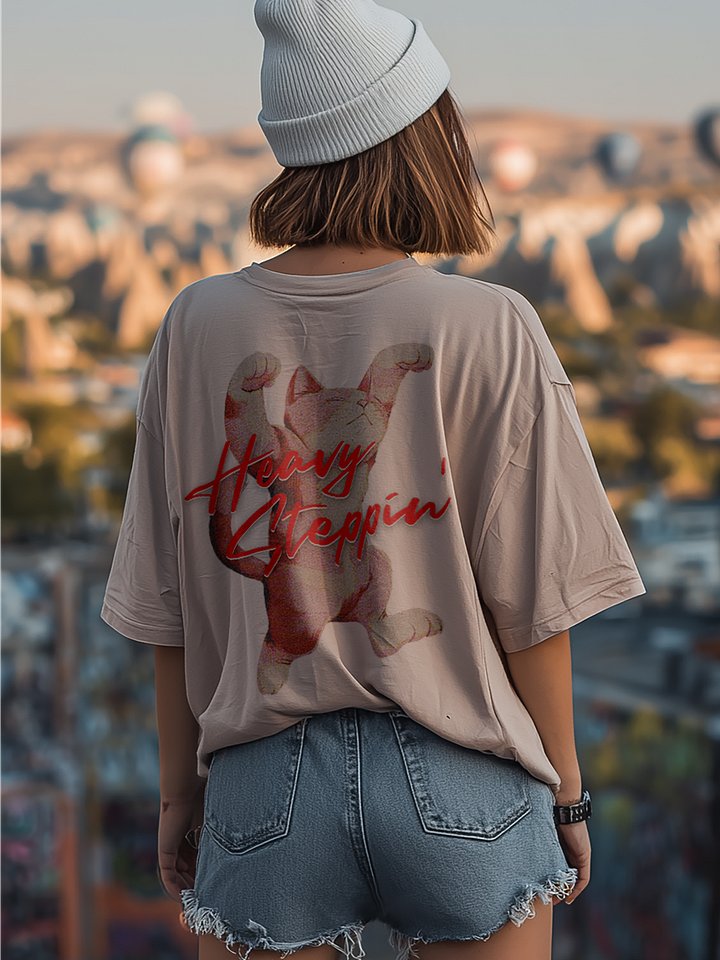Heavy Steppin Cat T Shirt Kawaii Kitty product image (1)