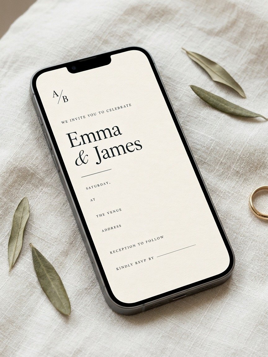 Minimalist Wedding Invitation Template, Editable Canva Invite, Modern Serif Typography Wedding Invitation, Printable Download product image (2)