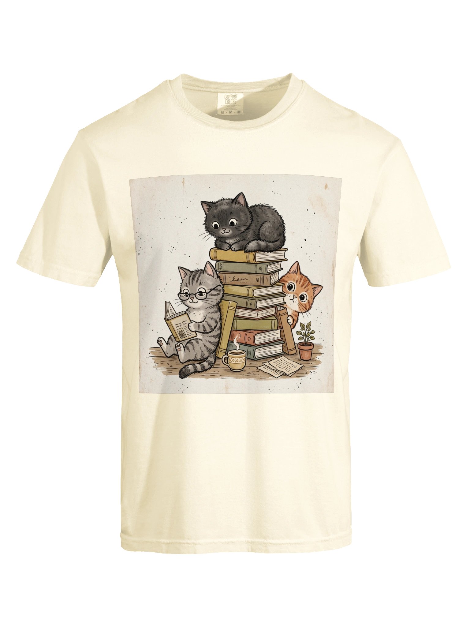 Cute Cat Reading Book T-Shirt | Vintage Book Lover & Cat Lover Shirt product image (5)