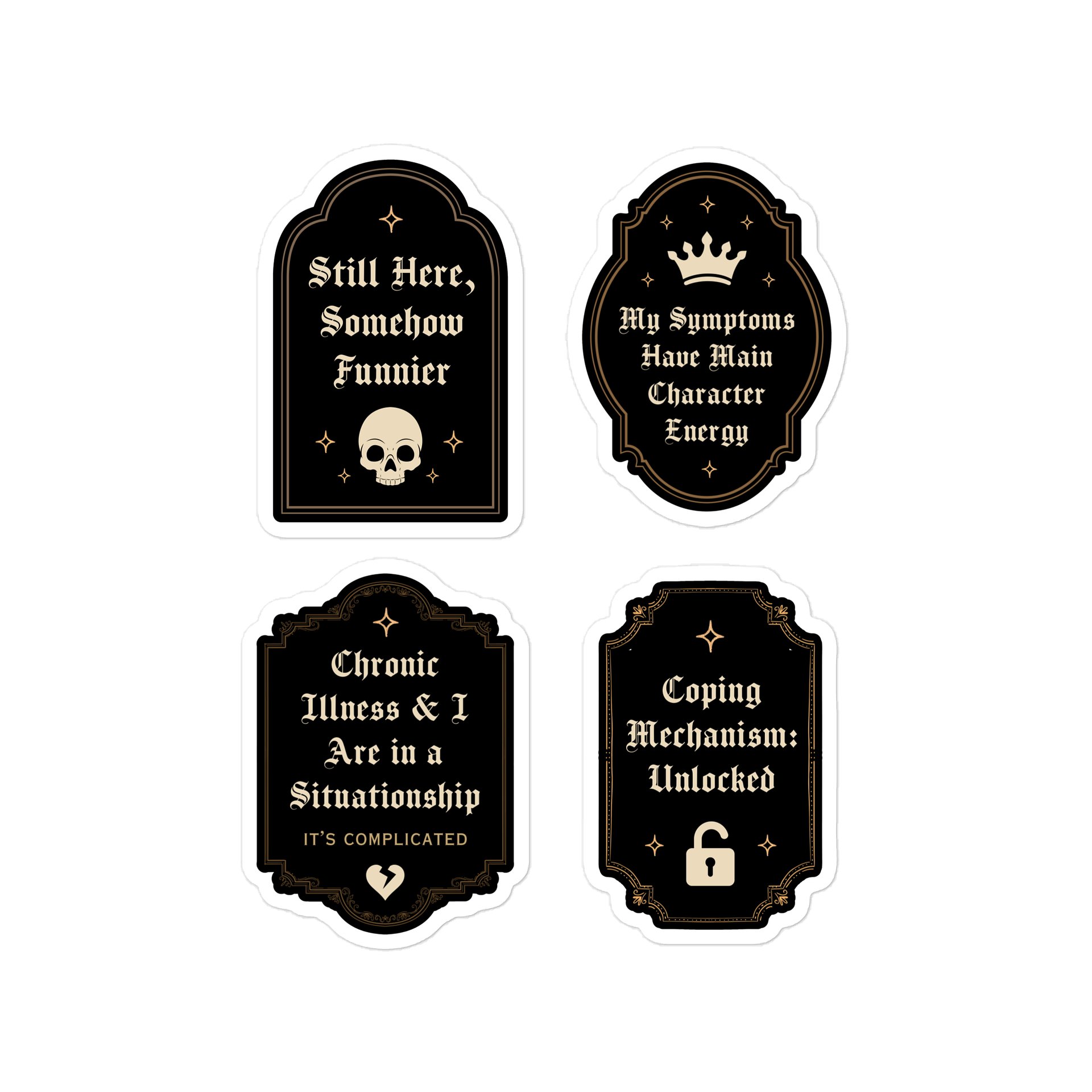 Chronic Illness Dark Humor Decal Sheet | Gothic Spoonie Sticker Pack product image (1)