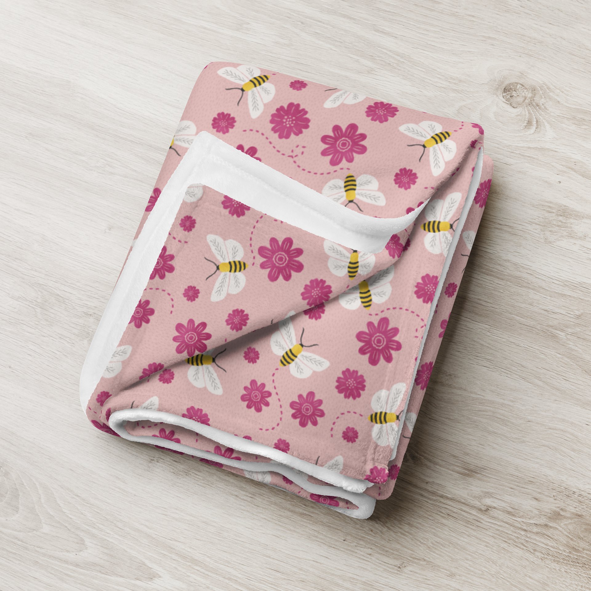 Little Pink Bees Fleece Blanket product image (8)