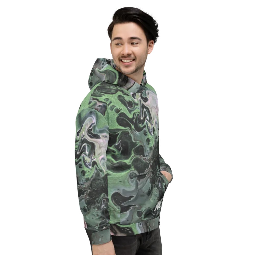 Metallic Green Fluid Acrylic All-Over Print Hoodie product image (8)