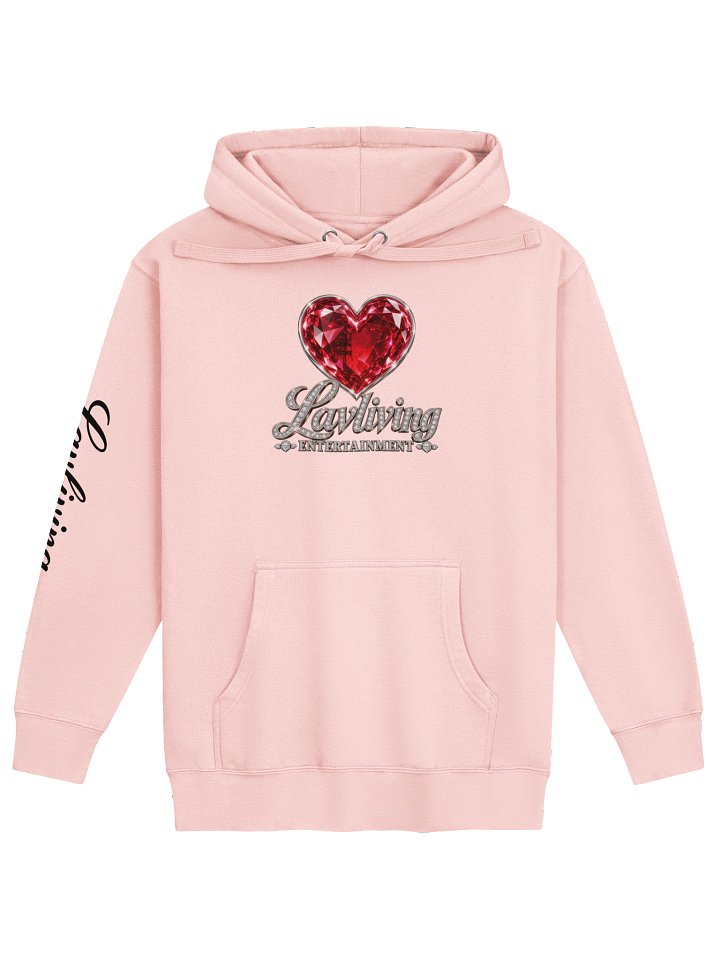 Lavliving Ruby Heart Hoodie – Pink Black Script — actual product view