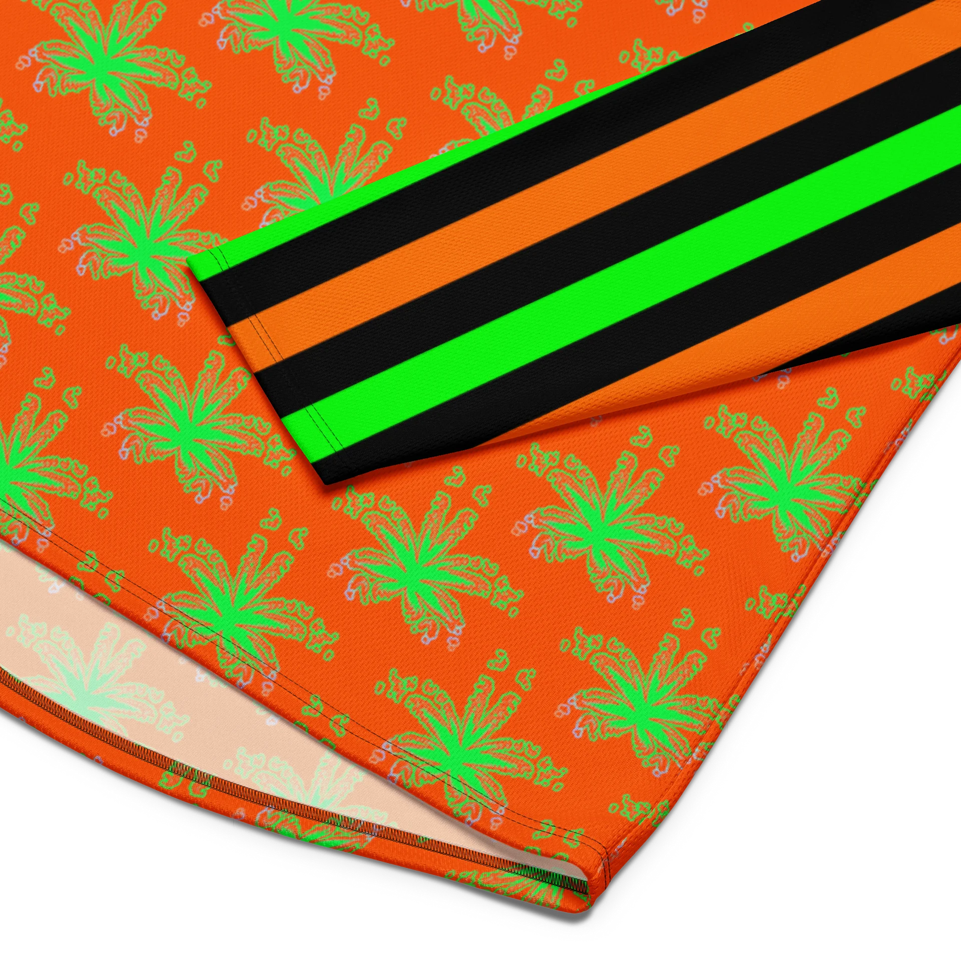 Weed Halloween Hockey Jersey, Cannabis 420 EDM Shirt, Pot Leaf Festival Ravewear, Green Orange Black Stoner Circus Stripe Clowncore Clothing product image (6)