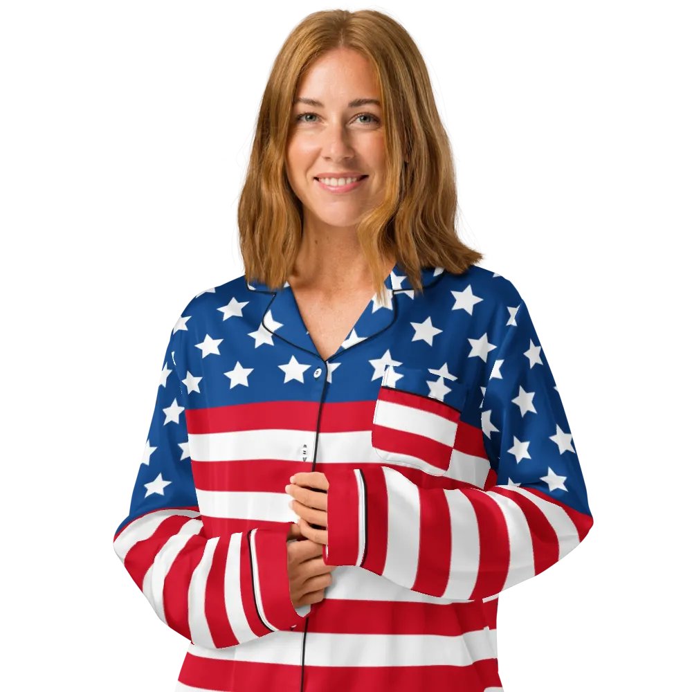 Graphic Grove Women’s American Flag Long-Sleeve Pyjama Top product image (3)