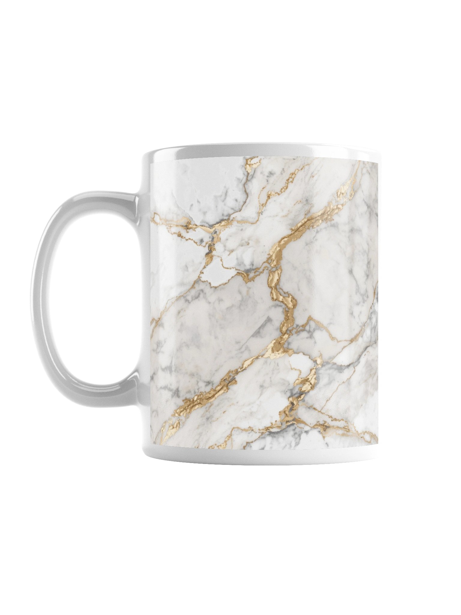 Golden Veins Marble Wall Art | Elegant White & Gold Abstract Decor-20 oz product image (1)